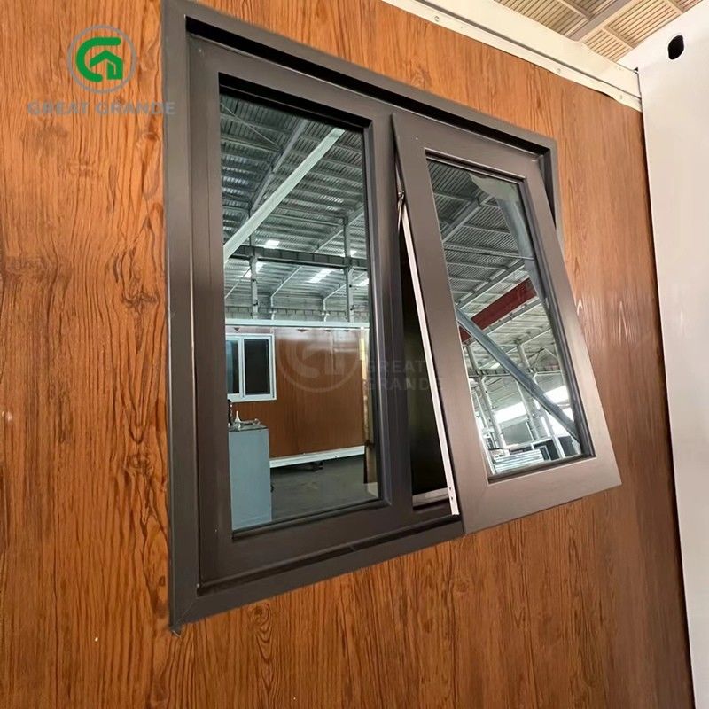 20ft قابلة للطي المنازل الصغيرة المصنع الباب الزجاجي البني عشر دقائق بناء إطار الصلب المغلف