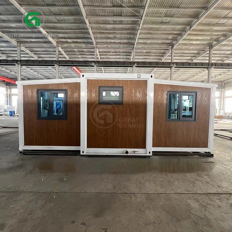20ft قابلة للطي المنازل الصغيرة المصنع الباب الزجاجي البني عشر دقائق بناء إطار الصلب المغلف